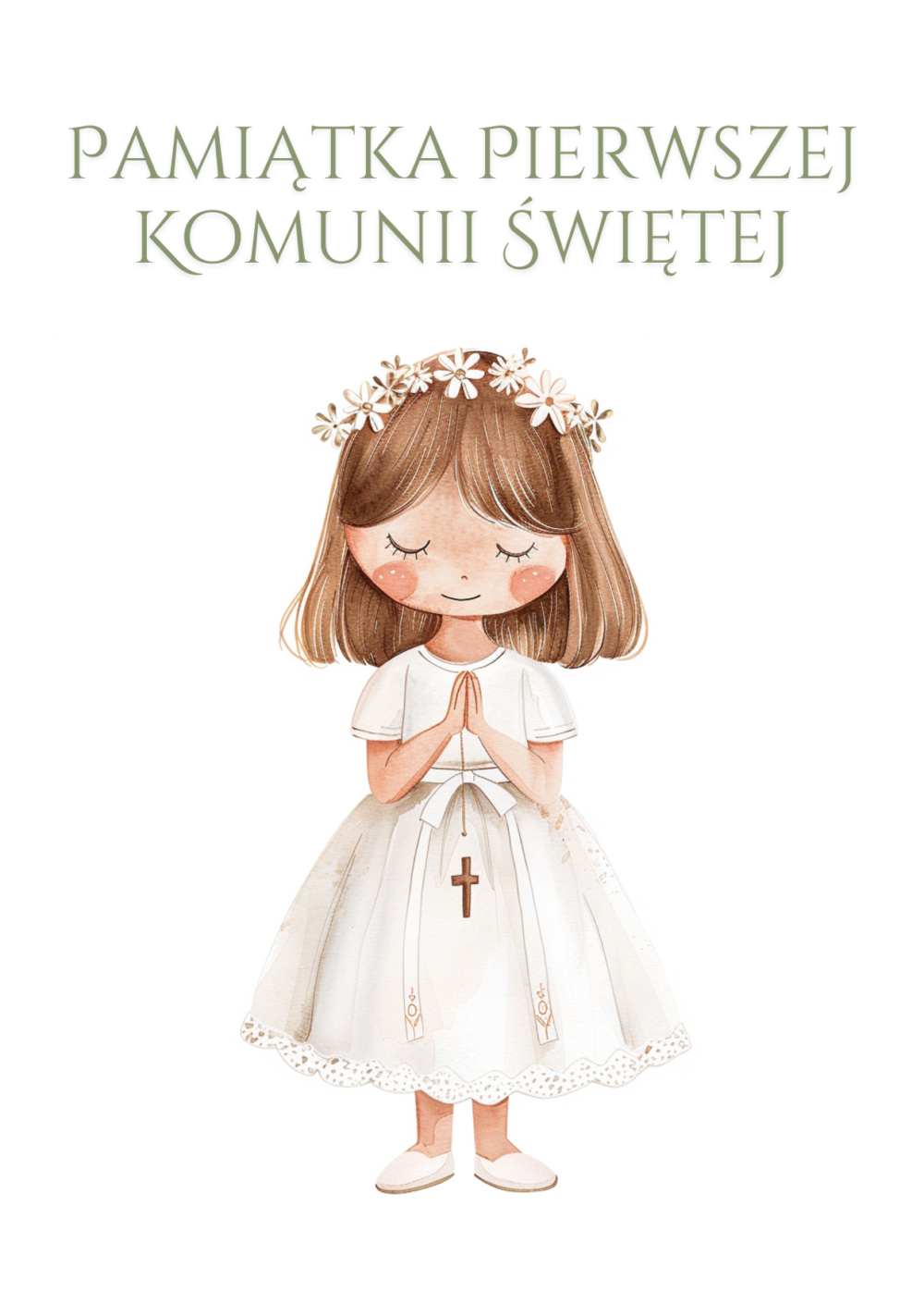2 BRZYDKA KARTKA Kolekcja Pierwsza Komunia Święta - Pamiątka Pierwszej Komunii Świętej – Dziewczynka w wianku