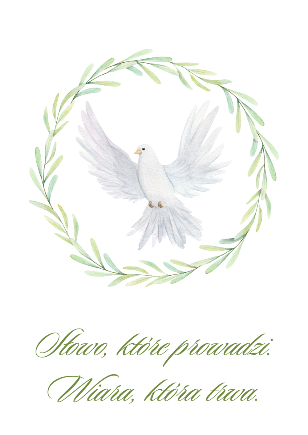 4 BRZYDKA KARTKA Kolekcja Pierwsza Komunia Święta - Pamiątka Pierwszej Komunii Świętej – Gołębica i liściasty wieniec