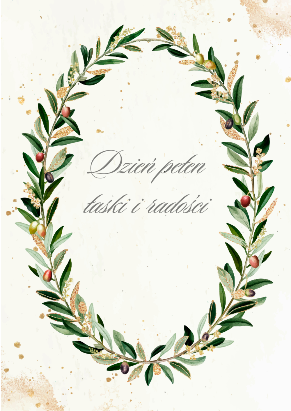 5 BRZYDKA KARTKA Kolekcja Pierwsza Komunia Święta - Pamiątka Pierwszej Komunii Świętej – Wianek oliwny i złote akcenty Brzydka Kartka.png