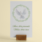 Pamiątka Pierwszej Komunii Świętej – Gołębica i liściasty wieniec