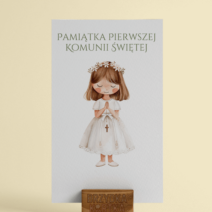 BRZYDKA KARTKA Kolekcja Pierwsza Komunia Święta - Pamiątka Pierwszej Komunii Świętej – Dziewczynka w wianku
