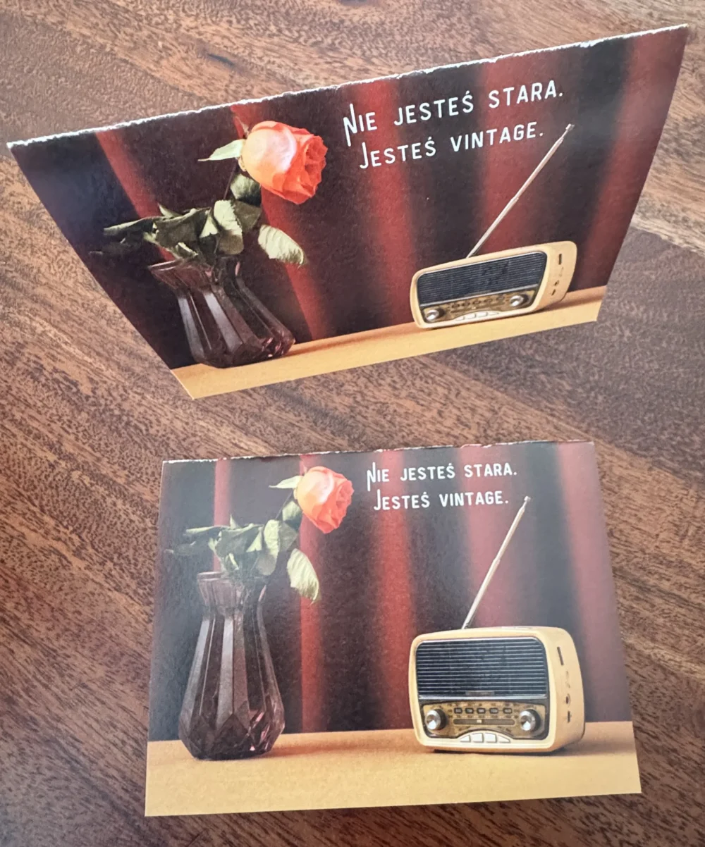 2 Kartka urodzinowa- „Nie jesteś stara. Jesteś vintage.” (outlet) Kartka urodzinowa: „Nie jesteś stara. Jesteś vintage.” (outlet)