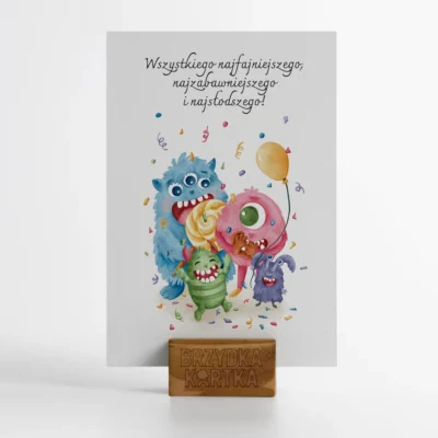 Potworek urodziny, kartka dla dziecka